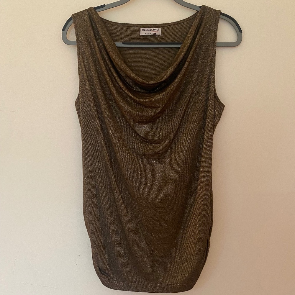 Michael Stars gold cowl neck sleeveless top, one size fits most